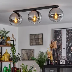 Suspension Verre Fumé-hofstein Plafonnier Verre 25 cm Koyoto Chrome, Clair, Fumé, 3 lumières