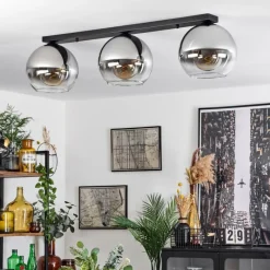 Suspension Verre Fumé-hofstein Plafonnier Verre 25 cm Koyoto Chrome, Clair, Fumé, 3 lumières