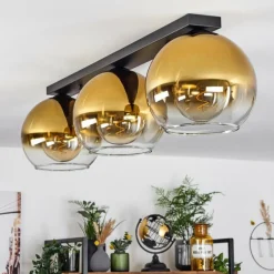 hofstein Plafonnier Verre 25 cm Koyoto Or, Clair, 3 lumières