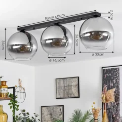 Suspension Verre Fumé-hofstein Plafonnier Verre 30 cm Koyoto Clair, Fumé, 3 lumières