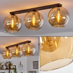 hofstein Plafonnier Verre 30 cm Koyoto Ambre, 3 lumières