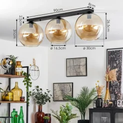 hofstein Plafonnier Verre 30 cm Koyoto Ambre, 3 lumières