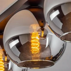 Suspension Verre Fumé-hofstein Plafonnier Verre 20 cm Koyoto Chrome, Fumé, 3 lumières