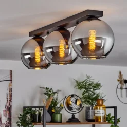 Suspension Verre Fumé-hofstein Plafonnier Verre 20 cm Koyoto Chrome, Fumé, 3 lumières