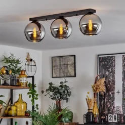 Suspension Verre Fumé-hofstein Plafonnier Verre 20 cm Koyoto Chrome, Fumé, 3 lumières