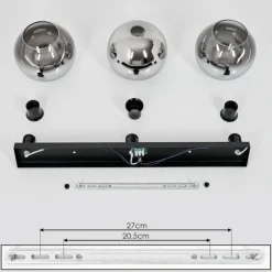 Suspension Verre Fumé-hofstein Plafonnier Verre 20 cm Koyoto Chrome, Clair, Fumé, 3 lumières