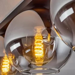 Suspension Verre Fumé-hofstein Plafonnier Verre 20 cm Koyoto Chrome, Clair, Fumé, 3 lumières