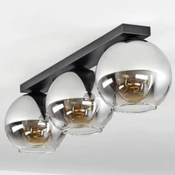 Suspension Verre Fumé-hofstein Plafonnier Verre 20 cm Koyoto Chrome, Clair, Fumé, 3 lumières