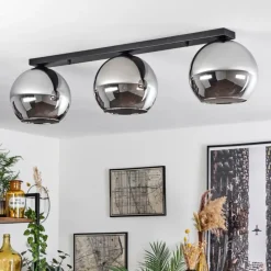 Suspension Verre Fumé-hofstein Plafonnier Verre 25 cm Koyoto Chrome, Fumé, 3 lumières