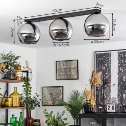 Suspension Verre Fumé-hofstein Plafonnier Verre 25 cm Koyoto Chrome, Fumé, 3 lumières