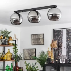 Suspension Verre Fumé-hofstein Plafonnier Verre 25 cm Koyoto Chrome, Fumé, 3 lumières