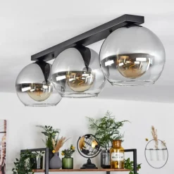 Suspension Verre Fumé-hofstein Plafonnier Verre 25 cm Koyoto Clair, Fumé, 3 lumières