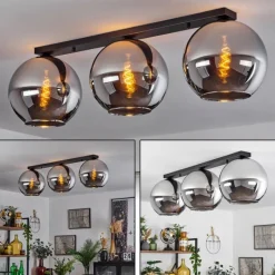 Suspension Verre Fumé-hofstein Plafonnier Verre 30 cm Koyoto Chrome, Fumé, 3 lumières