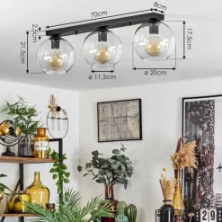 hofstein Plafonnier Verre 20 cm Koyoto Clair, 3 lumières