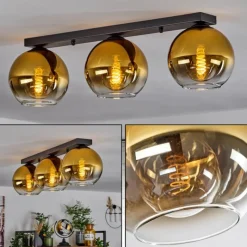 hofstein Plafonnier Verre 20 cm Koyoto Or, Clair, 3 lumières