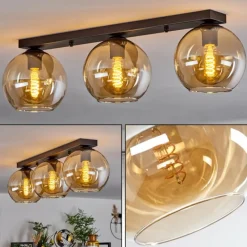 hofstein Plafonnier Verre 20 cm Koyoto Ambre, 3 lumières