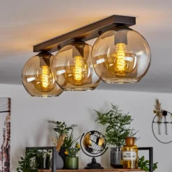 hofstein Plafonnier Verre 20 cm Koyoto Ambre, 3 lumières