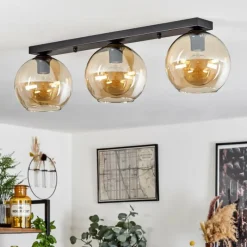 hofstein Plafonnier Verre 20 cm Koyoto Ambre, 3 lumières