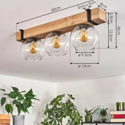 Luminaires Scandinaves-hofstein Plafonnier Verre 15cm Montgomery Écru, Noir, 3 lumières