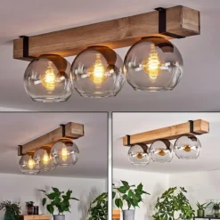 Luminaires Scandinaves-hofstein Plafonnier Verre 15cm Montgomery Écru, Noir, 3 lumières