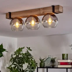 Luminaires Scandinaves-hofstein Plafonnier Verre 15cm Montgomery Écru, Noir, 3 lumières