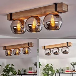 Luminaires Scandinaves-hofstein Plafonnier Verre 15cm Montgomery Noir, 3 lumières