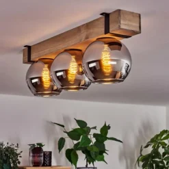 Luminaires Scandinaves-hofstein Plafonnier Verre 15cm Montgomery Noir, 3 lumières