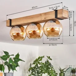 Lampes Vintages & Rétros-hofstein Plafonnier Verre 15cm Montgomery Noir, 3 lumières