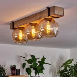 Lampes Vintages & Rétros-hofstein Plafonnier Verre 15cm Montgomery Noir, 3 lumières