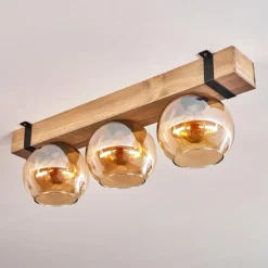 Lampes Vintages & Rétros-hofstein Plafonnier Verre 15cm Montgomery Noir, 3 lumières