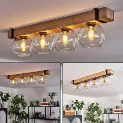 Luminaires Scandinaves-hofstein Plafonnier Verre 15cm Montgomery Écru, Noir, 4 lumières