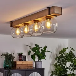 Luminaires Scandinaves-hofstein Plafonnier Verre 15cm Montgomery Écru, Noir, 4 lumières