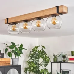 Luminaires Scandinaves-hofstein Plafonnier Verre 15cm Montgomery Écru, Noir, 4 lumières