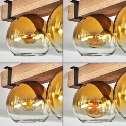 Lampes Dorées-hofstein Plafonnier Verre 15cm Montgomery Écru, Noir, 3 lumières