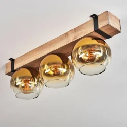 Lampes Dorées-hofstein Plafonnier Verre 15cm Montgomery Écru, Noir, 3 lumières