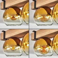 Lampes Dorées-hofstein Plafonnier Verre 15cm Montgomery Écru, Noir, 4 lumières