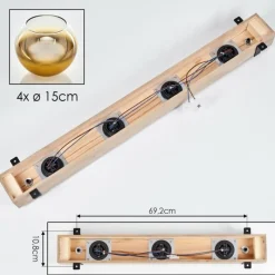 Lampes Dorées-hofstein Plafonnier Verre 15cm Montgomery Écru, Noir, 4 lumières