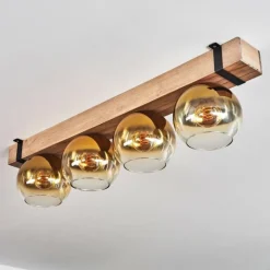 Lampes Dorées-hofstein Plafonnier Verre 15cm Montgomery Écru, Noir, 4 lumières