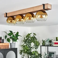 Lampes Dorées-hofstein Plafonnier Verre 15cm Montgomery Écru, Noir, 4 lumières