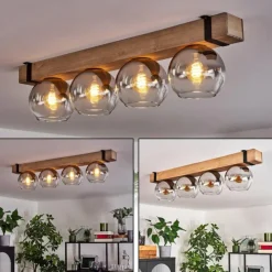 Luminaires Scandinaves-hofstein Plafonnier Verre 15cm Montgomery Écru, Noir, 4 lumières