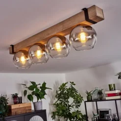 Luminaires Scandinaves-hofstein Plafonnier Verre 15cm Montgomery Écru, Noir, 4 lumières