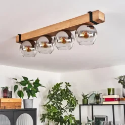 Luminaires Scandinaves-hofstein Plafonnier Verre 15cm Montgomery Écru, Noir, 4 lumières