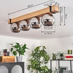 hofstein Plafonnier Verre 15cm Montgomery Écru, Noir, 4 lumières