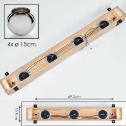 hofstein Plafonnier Verre 15cm Montgomery Écru, Noir, 4 lumières