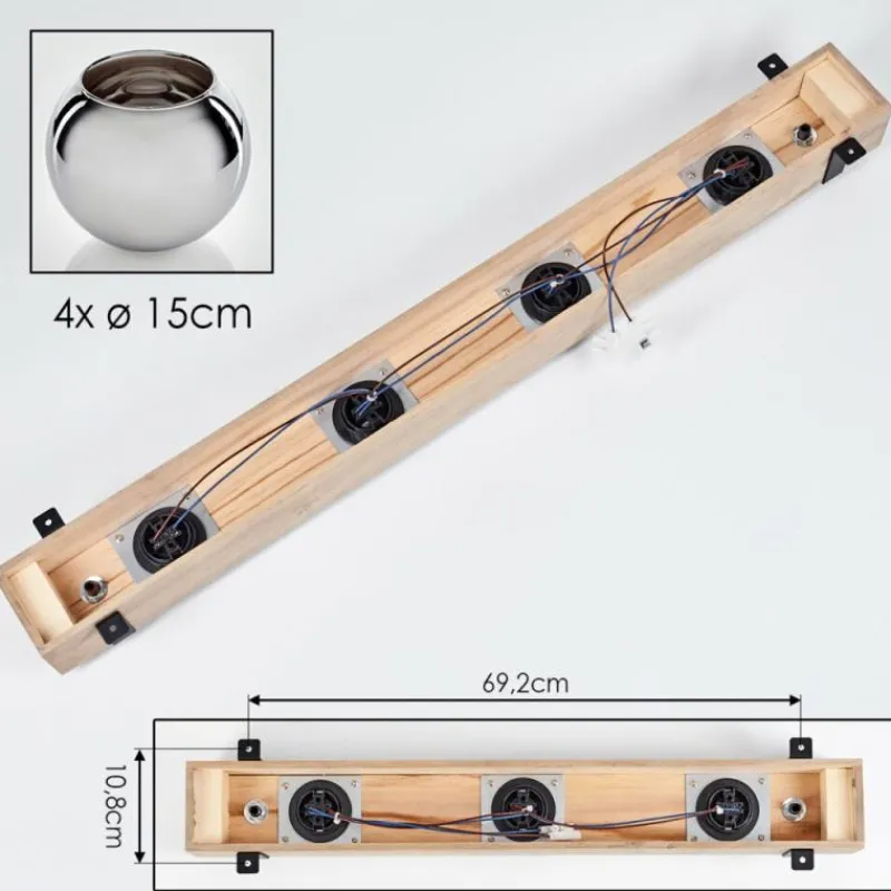 hofstein Plafonnier Verre 15cm Montgomery Écru, Noir, 4 lumières