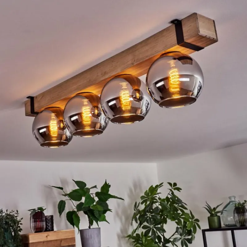 hofstein Plafonnier Verre 15cm Montgomery Écru, Noir, 4 lumières