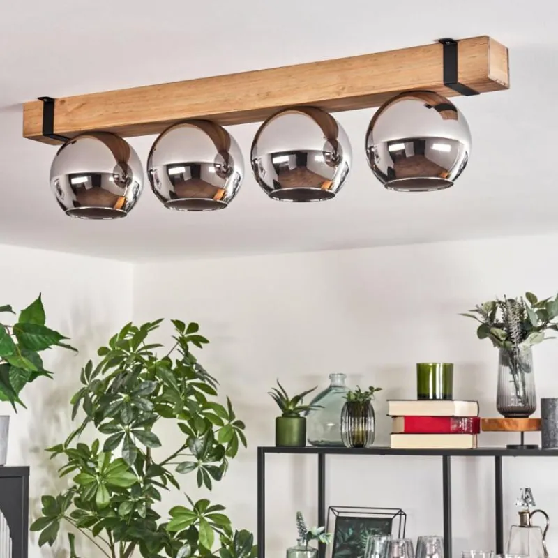 hofstein Plafonnier Verre 15cm Montgomery Écru, Noir, 4 lumières