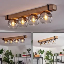 hofstein Plafonnier Verre 15cm Montgomery Écru, Noir, 4 lumières