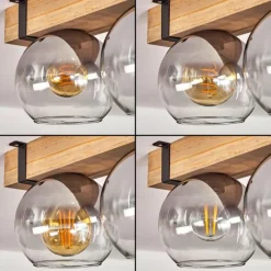 hofstein Plafonnier Verre 15cm Montgomery Écru, Noir, 4 lumières