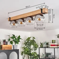 hofstein Plafonnier Verre 15cm Montgomery Écru, Noir, 4 lumières